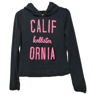Hollister California Hoodie Small Junior Womens Sweatshirt Pink Glitter Graphic